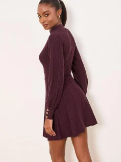 Lipsy Mini Diamond Knitted Long Sleeve Dress^Women Dresses