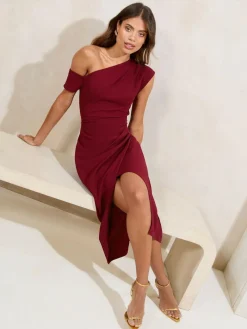 Lipsy Petite Off The Shoulder Gathered Waist Midi Dress^Women Occasion Dresses|Midi Dresses