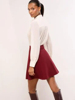Discount Lipsy Skater Skirt Burgundy Red