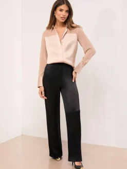 Lipsy Long Sleeve Satin Chiffon Mix Shirt^Women Tops & T-Shirts|Blouses & Shirts