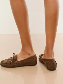 Lipsy Faux Leather Studded Casual Moccasin Loafers^Women Flats