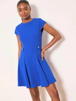 Outlet Lipsy Button Side Mini Skater Dress Cobalt Blue
