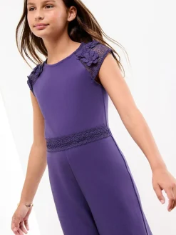 Lipsy Cobalt Blue Scuba 3D Lace Occasion Jumpsuit (5-16yrs)^ Jumpsuits & Playsuits