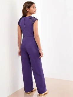 Lipsy Cobalt Blue Scuba 3D Lace Occasion Jumpsuit (5-16yrs)^ Jumpsuits & Playsuits