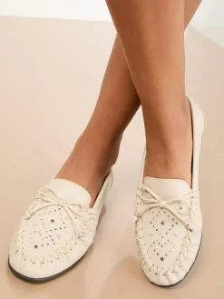 Lipsy Faux Leather Studded Casual Moccasin Loafers^Women Flats