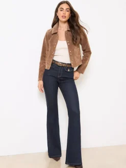 Hot Lipsy Glam Flare Leg Jeans Dark Blue Wash