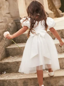 Lipsy Ivory Flower Girl Puff Sleeve Occasion Dress (2-13yrs)^ Dresses|Occasionwear