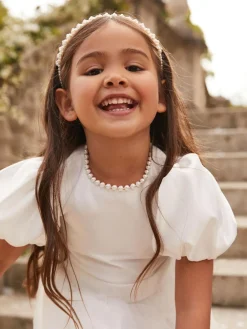 Lipsy Ivory Flower Girl Puff Sleeve Occasion Dress (2-13yrs)^ Dresses|Occasionwear