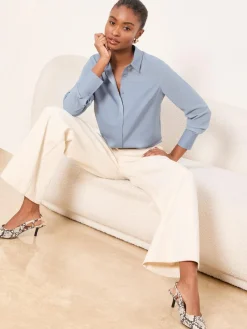 Lipsy Long Sleeve Satin Chiffon Mix Shirt^Women Tops & T-Shirts|Blouses & Shirts