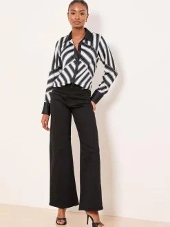 New Lipsy Shirt Monochrome Stripe