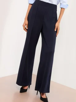 Discount Lipsy Navy Blue High Waist Wide Leg Trousers
