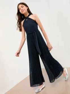 Sale Lipsy Navy Blue Twist Halter Occasion Jumpsuit (5-16yrs)