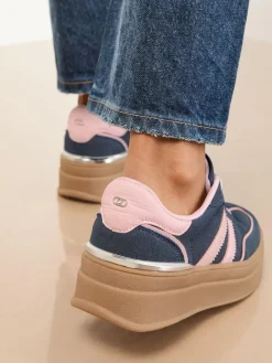 Outlet Lipsy Faux Suede Chunky Platform Sports Trainer Navy