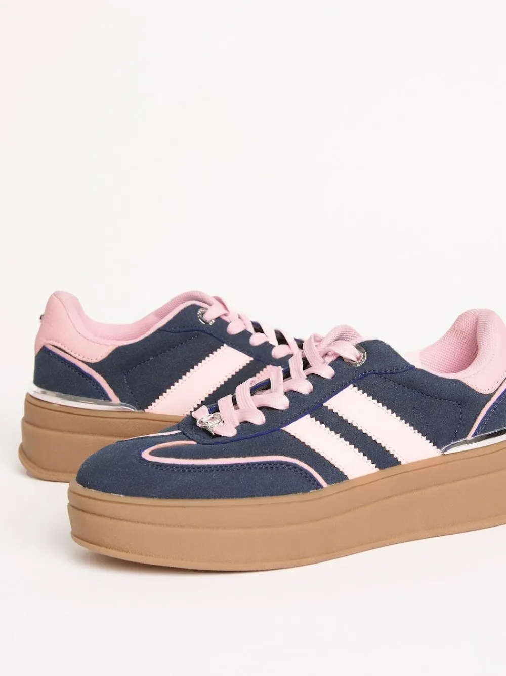 Outlet Lipsy Faux Suede Chunky Platform Sports Trainer Navy