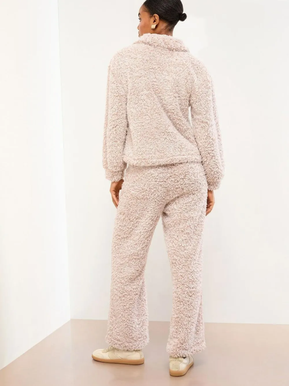 Lipsy Neutral Cosy Half Zip Pyjamas Set^Women Loungewear