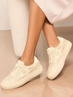 Clearance Lipsy Standard Fit Chunky Canvas Lace Up Sports Trainers Neutral