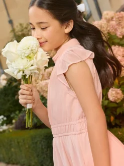 New Lipsy Pink Flutter Sleeve Occasion Dress (5-16yrs)