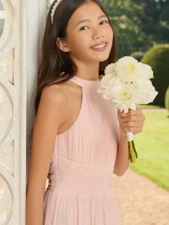 Sale Lipsy Pink Pleated Halter Maxi Occasion Dress (5-16yrs)