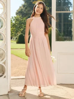 Sale Lipsy Pink Pleated Halter Maxi Occasion Dress (5-16yrs)