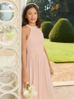 Sale Lipsy Pink Pleated Halter Maxi Occasion Dress (5-16yrs)