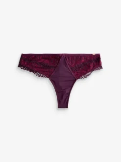 Best Lipsy Pink/Purple Thong Geo Lace Knickers