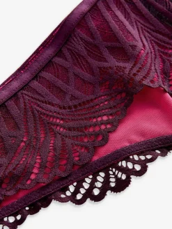 Best Lipsy Pink/Purple Thong Geo Lace Knickers