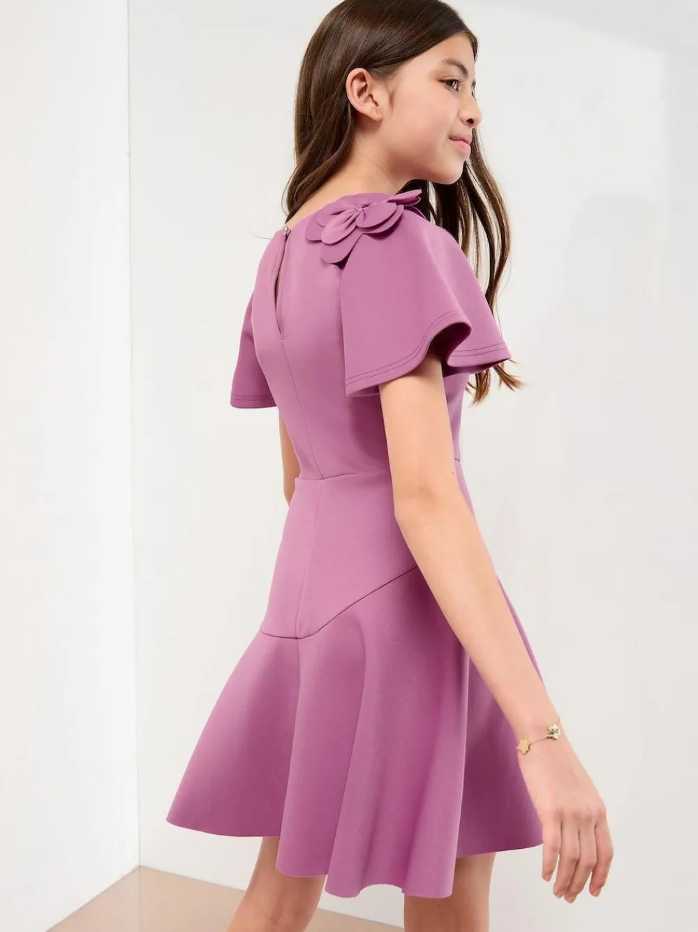 Lipsy Purple Scuba 3D Corsage Dress (5-14yrs)^ Occasionwear