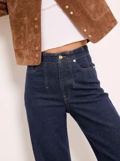 Outlet Lipsy Rinse Wash Petite Tailored Seam Detail Wide Leg Jeans