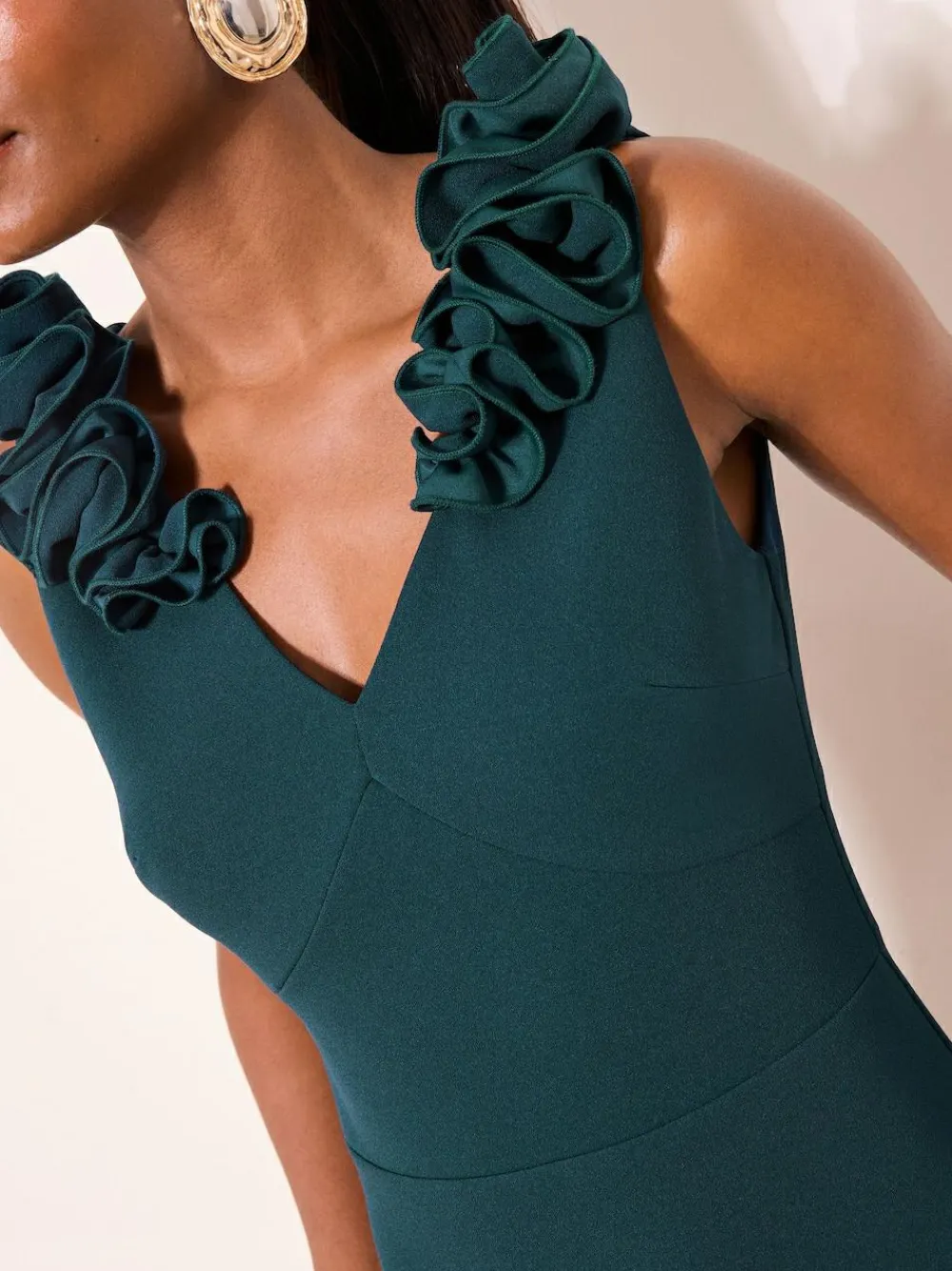 New Lipsy Teal Blue Flower Trim V-Neck Skater Dress