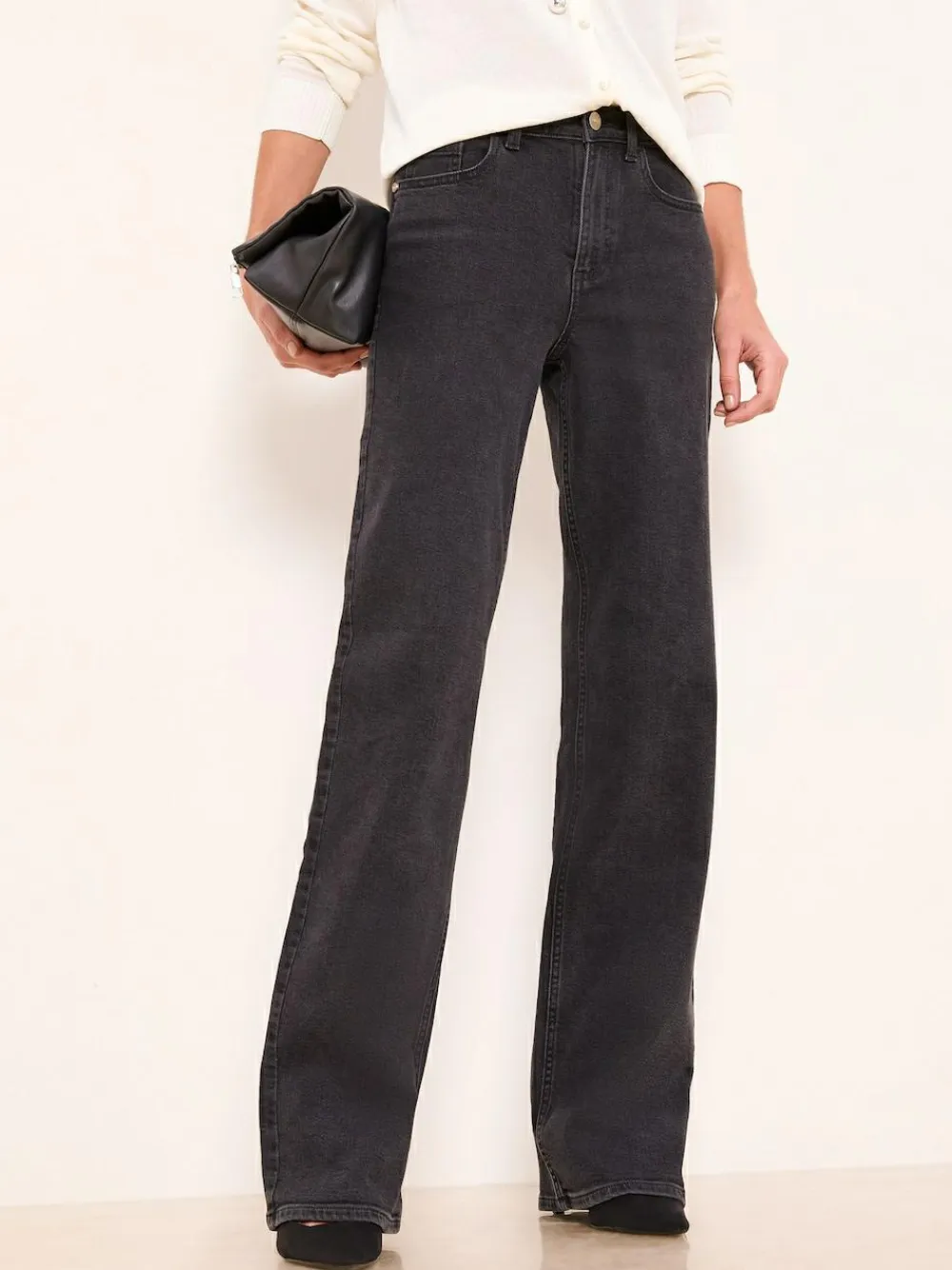 Sale Lipsy Wide Leg Jeans Washed Black
