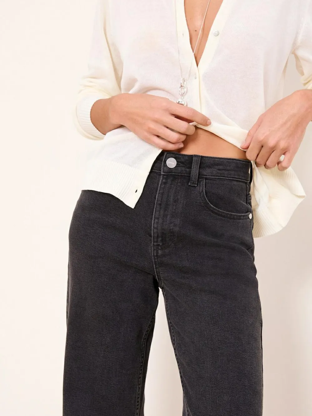 Sale Lipsy Wide Leg Jeans Washed Black
