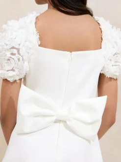 New Lipsy White 3D Floral 2-in-1 Occasion Dress (5-16yrs)