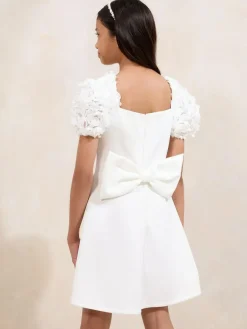 New Lipsy White 3D Floral 2-in-1 Occasion Dress (5-16yrs)