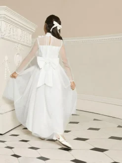 Lipsy White Holy Communion Long Sleeve Mesh Corsage Occasion Dress (7-11yrs)^ Occasionwear