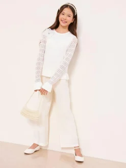 Lipsy White Knit Peplum Lace Occasion Jumper (5-16yrs)^ Knitwear & Sweaters|Knitwear