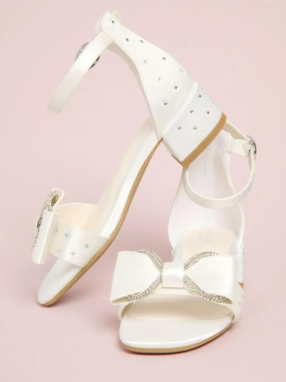 Lipsy Standard Fit (F) Embellished Bow Occasion Flower Girl Block Heeled Sandals^ Shoes