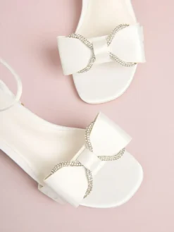 Lipsy Standard Fit (F) Embellished Bow Occasion Flower Girl Block Heeled Sandals^ Shoes