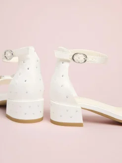 Lipsy Standard Fit (F) Embellished Bow Occasion Flower Girl Block Heeled Sandals^ Shoes