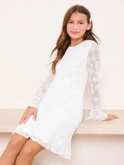 Lipsy White Teen Occasion Floral Lace Dress (10-16yrs)^ Dresses|Occasionwear