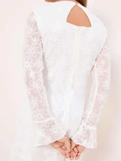 Lipsy White Teen Occasion Floral Lace Dress (10-16yrs)^ Dresses|Occasionwear