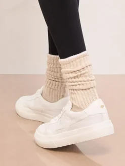 Lipsy White Wide Fit Chunky Canvas Lace Up Sports Trainers^Women Sneakers|Wide Fit & Extra Wide Fit