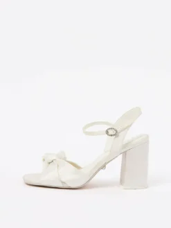 Lipsy White Wide Fit Knot Block Bridal Mid Heel Wedding Sandals^Women Wide Fit & Extra Wide Fit|Heels