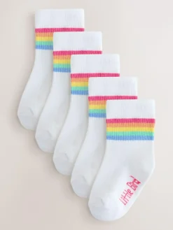 Hot Little Bird by Jools Oliver White Pastel Rainbow Stripe Socks Baby 5 Pack
