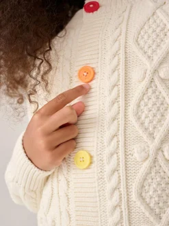 Online Little Bird by Jools Oliver Knitted Cable Cotton Cardigan Ecru