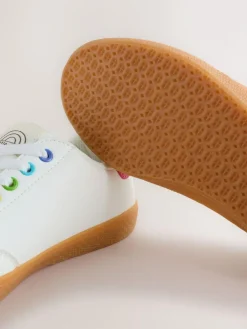 Hot Little Bird by Jools Oliver Older Gum Sole Trainers with Rainbow Stripe White