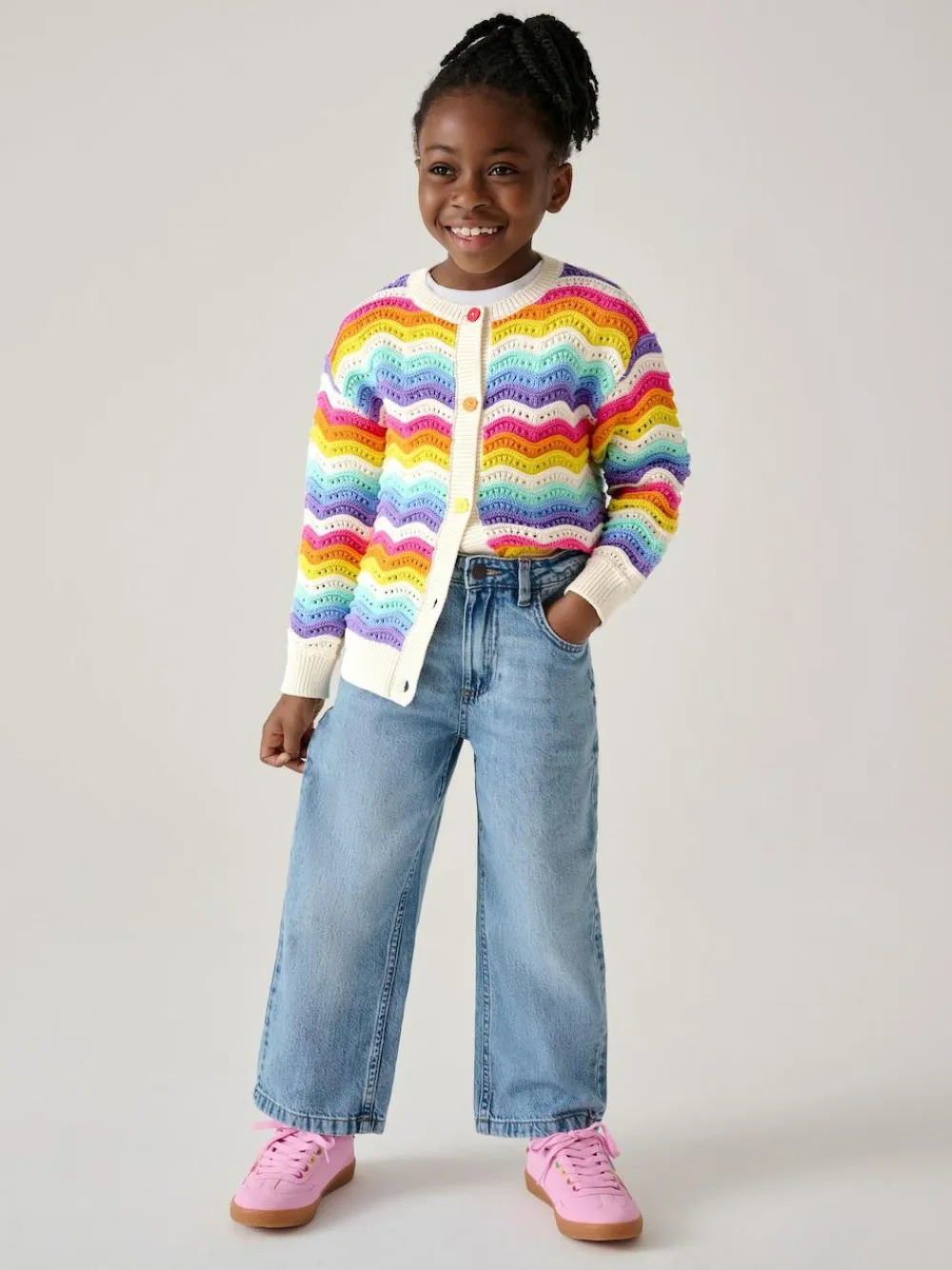 Discount Little Bird by Jools Oliver Multi 100% Cotton Wavy Stripe Knitted Cardigan