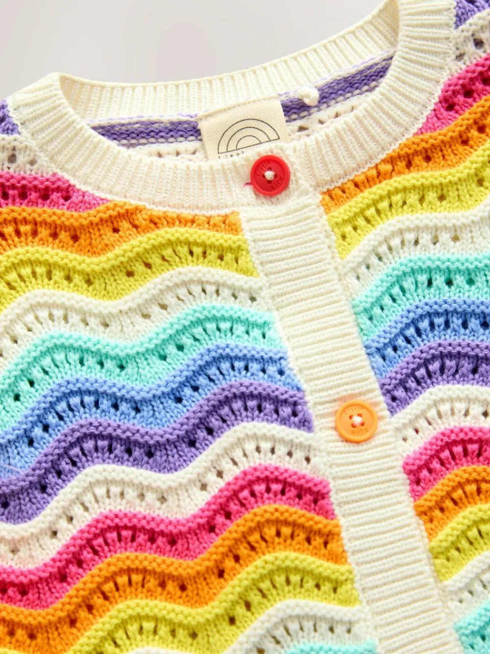 Discount Little Bird by Jools Oliver Multi 100% Cotton Wavy Stripe Knitted Cardigan