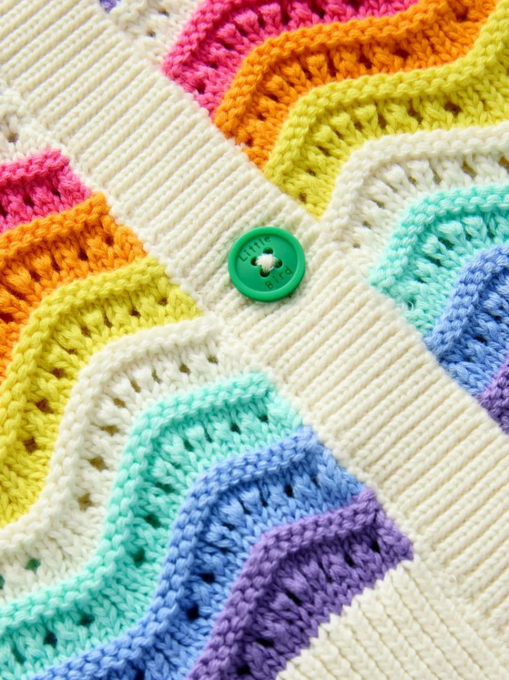 Discount Little Bird by Jools Oliver Multi 100% Cotton Wavy Stripe Knitted Cardigan