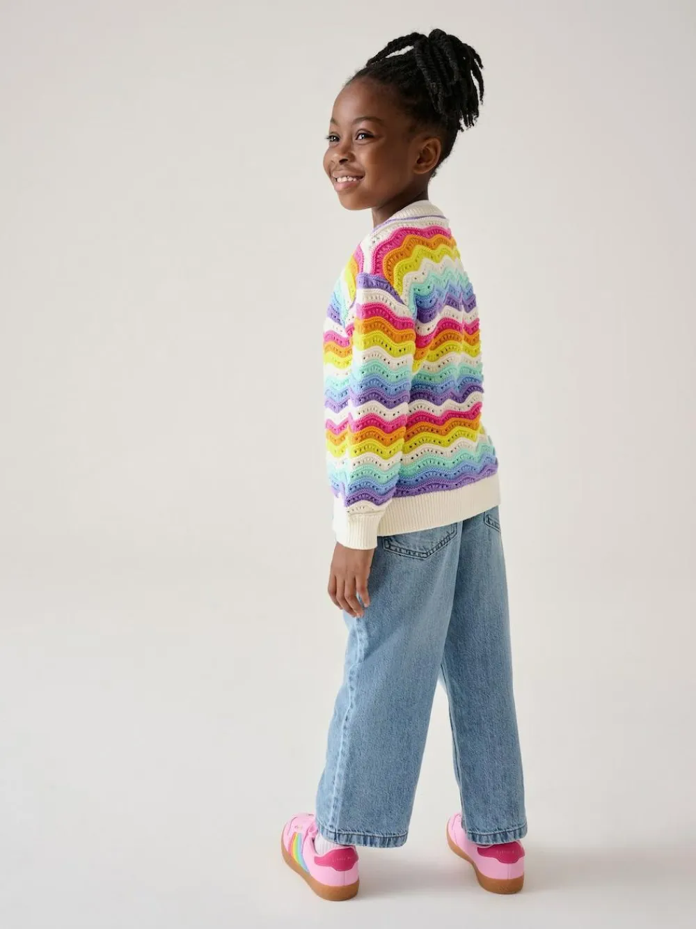 Discount Little Bird by Jools Oliver Multi 100% Cotton Wavy Stripe Knitted Cardigan