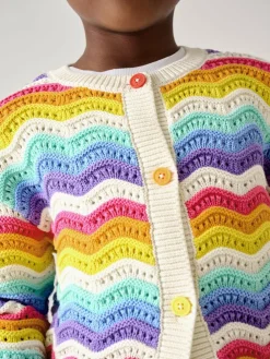 Discount Little Bird by Jools Oliver Multi 100% Cotton Wavy Stripe Knitted Cardigan